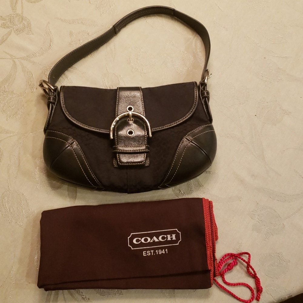 Black Coach Mini Signature Soho Flap Shoulder Bag
